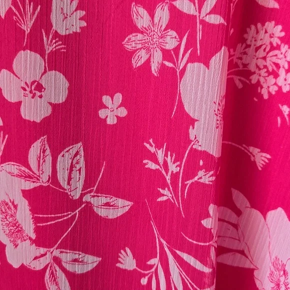 Calvin Klein Pink Floral Dress with Ruffle Sleeves - Picture 3 of 8